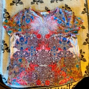 Rhinestone Boho Print Tee